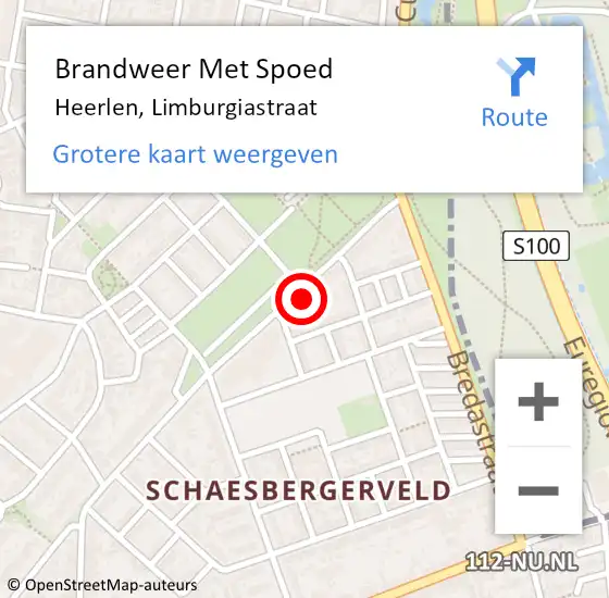 Locatie op kaart van de 112 melding: Brandweer Met Spoed Naar Heerlen, Limburgiastraat op 16 juli 2022 23:33