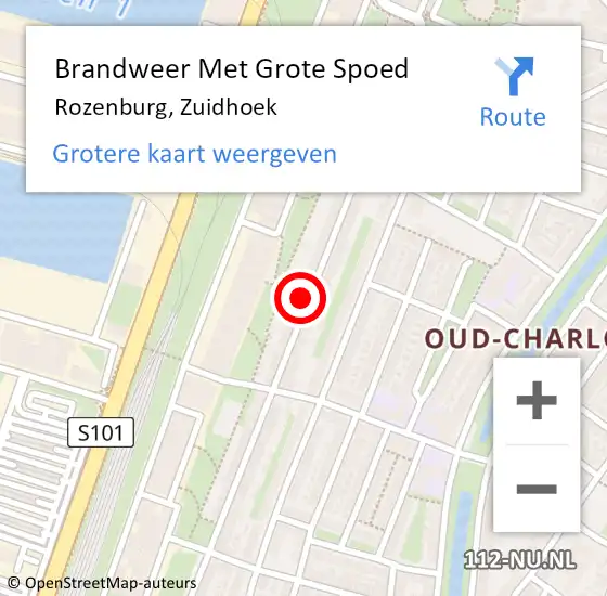 Locatie op kaart van de 112 melding: Brandweer Met Grote Spoed Naar Rozenburg, Zuidhoek op 16 juli 2022 23:55