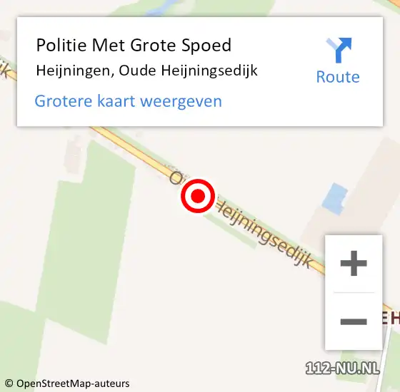 Locatie op kaart van de 112 melding: Politie Met Grote Spoed Naar Heijningen, Oude Heijningsedijk op 17 juli 2022 00:01