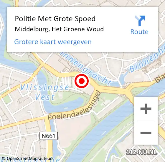 Locatie op kaart van de 112 melding: Politie Met Grote Spoed Naar Middelburg, Het Groene Woud op 17 juli 2022 00:02