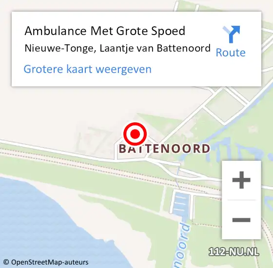 Locatie op kaart van de 112 melding: Ambulance Met Grote Spoed Naar Nieuwe-Tonge, Laantje van Battenoord op 17 juli 2022 00:09
