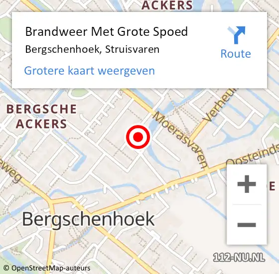Locatie op kaart van de 112 melding: Brandweer Met Grote Spoed Naar Bergschenhoek, Struisvaren op 17 juli 2022 00:41