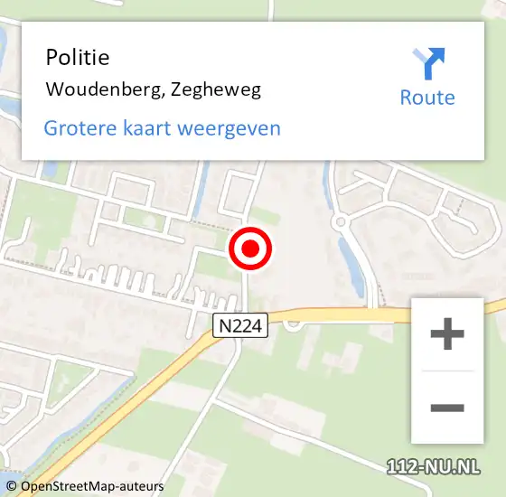 Locatie op kaart van de 112 melding: Politie Woudenberg, Zegheweg op 17 juli 2022 00:53