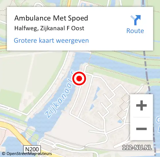 Locatie op kaart van de 112 melding: Ambulance Met Spoed Naar Halfweg, Zijkanaal F Oost op 17 juli 2022 01:07