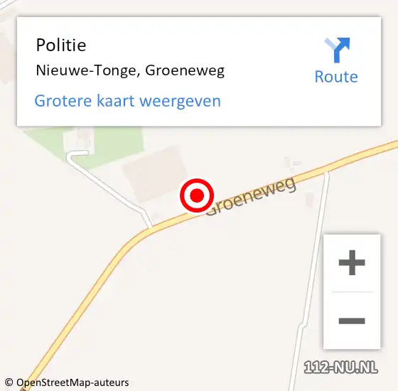 Locatie op kaart van de 112 melding: Politie Nieuwe-Tonge, Groeneweg op 17 juli 2022 01:23