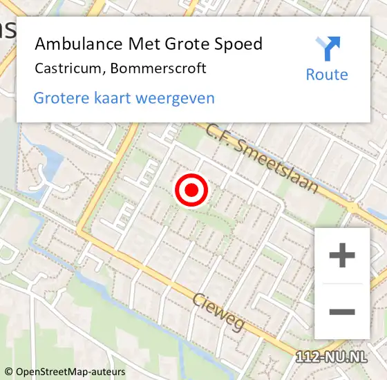 Locatie op kaart van de 112 melding: Ambulance Met Grote Spoed Naar Castricum, Bommerscroft op 17 juli 2022 01:42