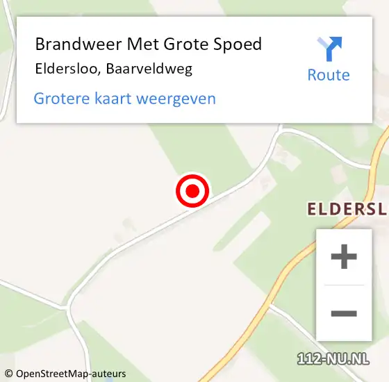 Locatie op kaart van de 112 melding: Brandweer Met Grote Spoed Naar Eldersloo, Baarveldweg op 17 juli 2022 02:29