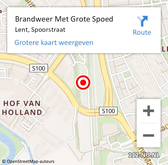 Locatie op kaart van de 112 melding: Brandweer Met Grote Spoed Naar Lent, Spoorstraat op 17 juli 2022 02:32