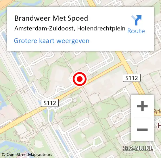 Locatie op kaart van de 112 melding: Brandweer Met Spoed Naar Amsterdam-Zuidoost, Holendrechtplein op 17 juli 2022 02:35