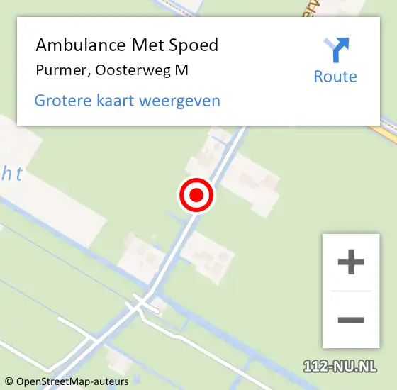 Locatie op kaart van de 112 melding: Ambulance Met Spoed Naar Purmer, Oosterweg M op 17 juli 2022 02:47