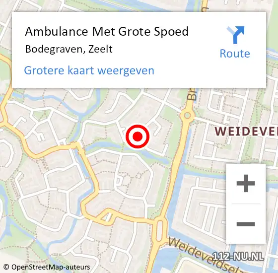 Locatie op kaart van de 112 melding: Ambulance Met Grote Spoed Naar Bodegraven, Zeelt op 17 juli 2022 03:00