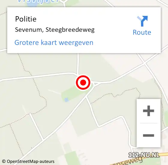 Locatie op kaart van de 112 melding: Politie Sevenum, Steegbreedeweg op 17 juli 2022 03:33