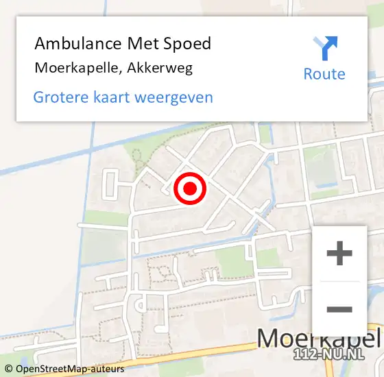 Locatie op kaart van de 112 melding: Ambulance Met Spoed Naar Moerkapelle, Akkerweg op 17 juli 2022 03:36