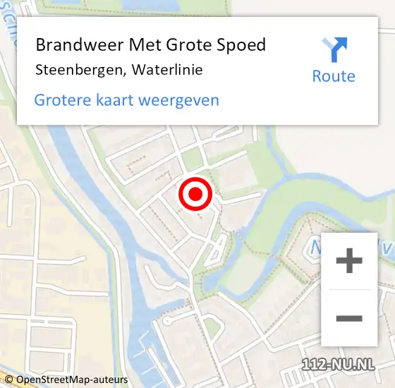 Locatie op kaart van de 112 melding: Brandweer Met Grote Spoed Naar Steenbergen, Waterlinie op 17 juli 2022 03:50