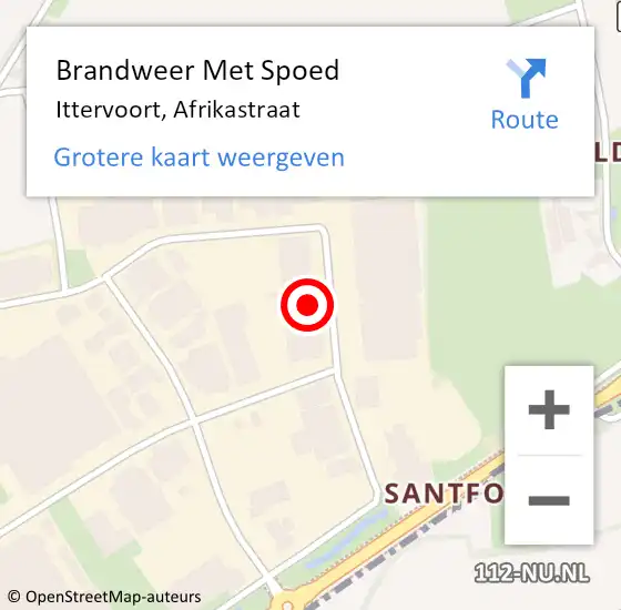 Locatie op kaart van de 112 melding: Brandweer Met Spoed Naar Ittervoort, Afrikastraat op 17 juli 2022 06:32