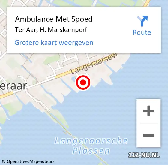 Locatie op kaart van de 112 melding: Ambulance Met Spoed Naar Ter Aar, H. Marskamperf op 17 juli 2022 06:46