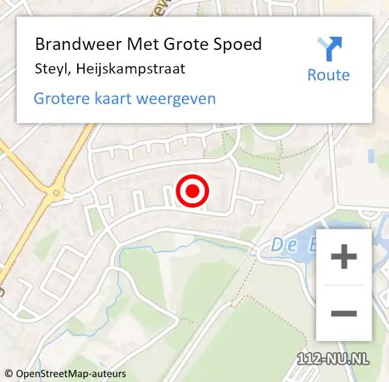 Locatie op kaart van de 112 melding: Brandweer Met Grote Spoed Naar Steyl, Heijskampstraat op 17 juli 2022 08:02