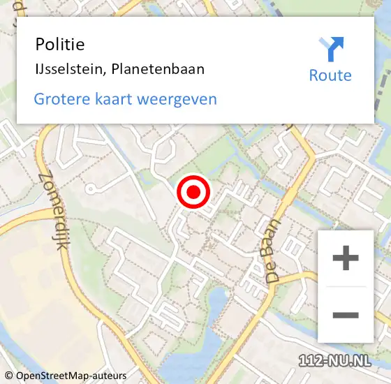 Locatie op kaart van de 112 melding: Politie IJsselstein, Planetenbaan op 17 juli 2022 08:28