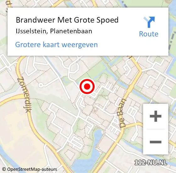 Locatie op kaart van de 112 melding: Brandweer Met Grote Spoed Naar IJsselstein, Planetenbaan op 17 juli 2022 08:28