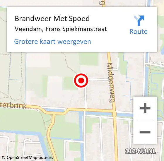 Locatie op kaart van de 112 melding: Brandweer Met Spoed Naar Veendam, Frans Spiekmanstraat op 17 juli 2022 08:29