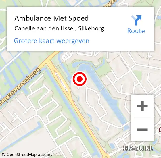 Locatie op kaart van de 112 melding: Ambulance Met Spoed Naar Capelle aan den IJssel, Silkeborg op 17 juli 2022 08:44