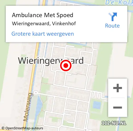 Locatie op kaart van de 112 melding: Ambulance Met Spoed Naar Wieringerwaard, Vinkenhof op 17 juli 2022 08:44