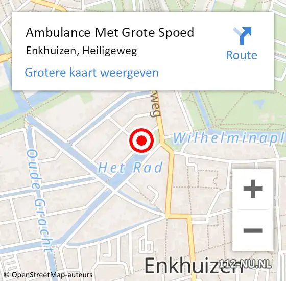 Locatie op kaart van de 112 melding: Ambulance Met Grote Spoed Naar Enkhuizen, Heiligeweg op 17 juli 2022 09:07