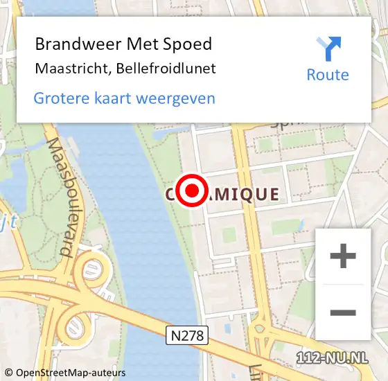 Locatie op kaart van de 112 melding: Brandweer Met Spoed Naar Maastricht, Bellefroidlunet op 17 juli 2022 09:31