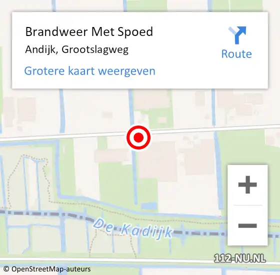 Locatie op kaart van de 112 melding: Brandweer Met Spoed Naar Andijk, Grootslagweg op 17 juli 2022 10:11