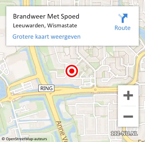 Locatie op kaart van de 112 melding: Brandweer Met Spoed Naar Leeuwarden, Wismastate op 17 juli 2022 10:16