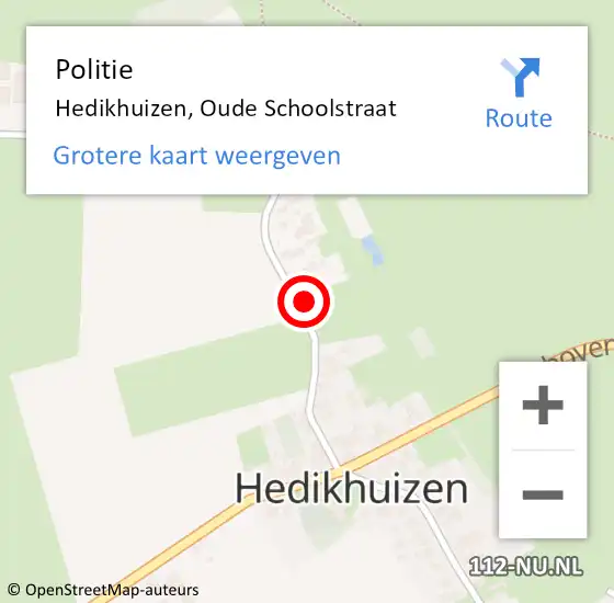 Locatie op kaart van de 112 melding: Politie Hedikhuizen, Oude Schoolstraat op 17 juli 2022 10:18