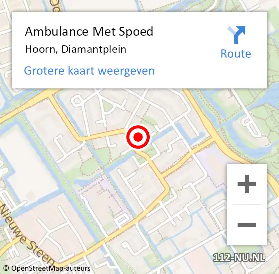 Locatie op kaart van de 112 melding: Ambulance Met Spoed Naar Hoorn, Diamantplein op 17 juli 2022 10:27