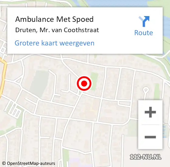Locatie op kaart van de 112 melding: Ambulance Met Spoed Naar Druten, Mr. van Coothstraat op 17 juli 2022 10:35