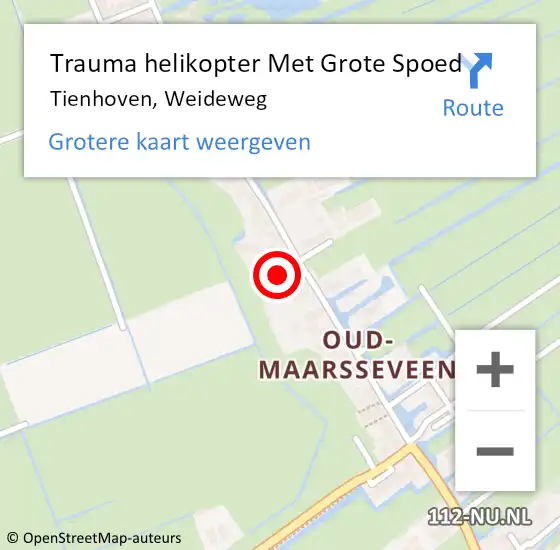 Locatie op kaart van de 112 melding: Trauma helikopter Met Grote Spoed Naar Tienhoven, Weideweg op 17 juli 2022 10:37