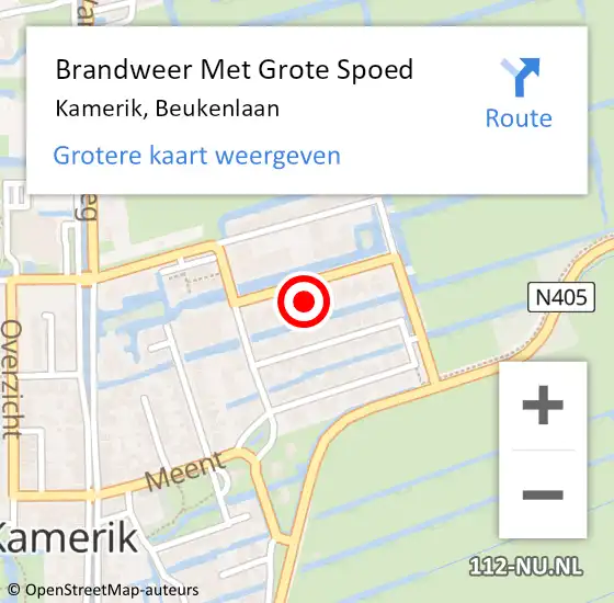 Locatie op kaart van de 112 melding: Brandweer Met Grote Spoed Naar Kamerik, Beukenlaan op 17 juli 2022 10:48