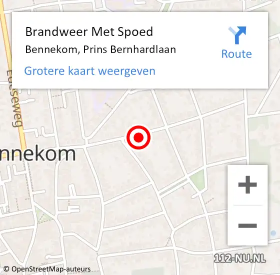 Locatie op kaart van de 112 melding: Brandweer Met Spoed Naar Bennekom, Prins Bernhardlaan op 17 juli 2022 11:03