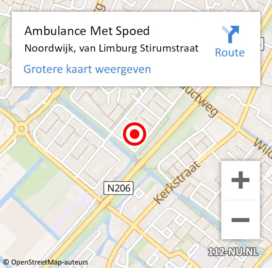 Locatie op kaart van de 112 melding: Ambulance Met Spoed Naar Noordwijk, van Limburg Stirumstraat op 17 juli 2022 11:09