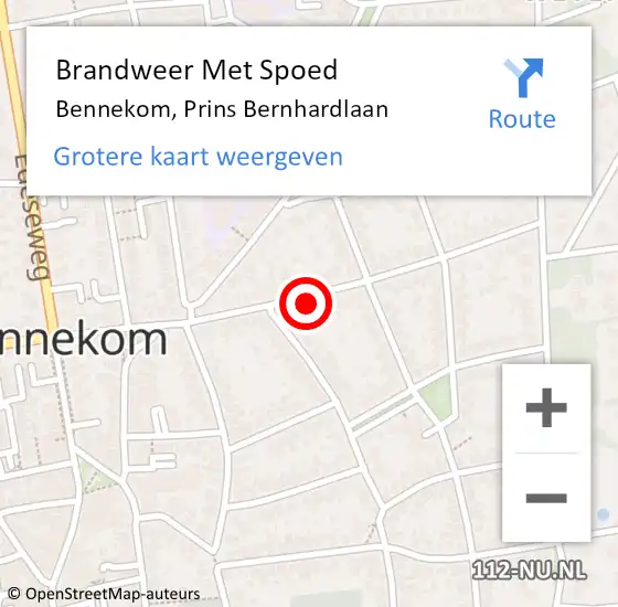 Locatie op kaart van de 112 melding: Brandweer Met Spoed Naar Bennekom, Prins Bernhardlaan op 17 juli 2022 11:09