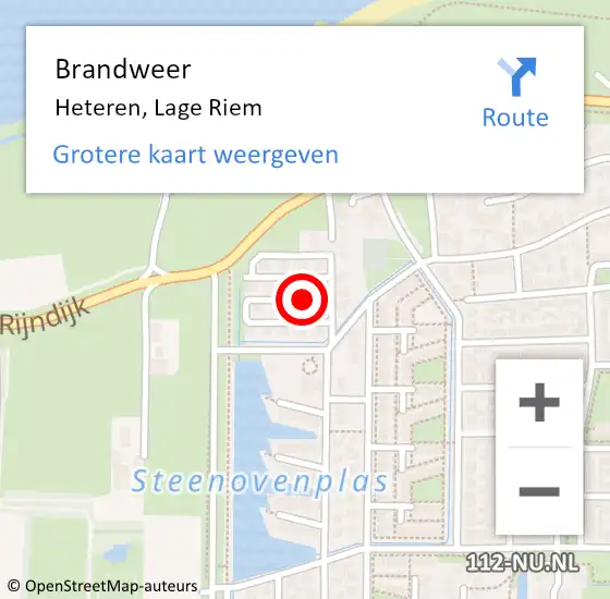 Locatie op kaart van de 112 melding: Brandweer Heteren, Lage Riem op 23 juli 2014 13:51