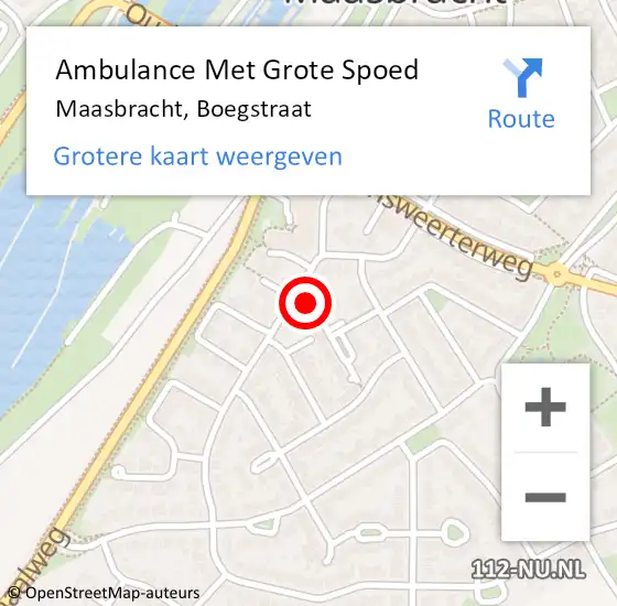 Locatie op kaart van de 112 melding: Ambulance Met Grote Spoed Naar Maasbracht, Boegstraat op 17 juli 2022 11:22