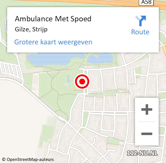 Locatie op kaart van de 112 melding: Ambulance Met Spoed Naar Gilze, Strijp op 23 juli 2014 13:52