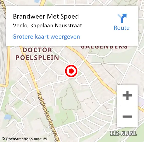 Locatie op kaart van de 112 melding: Brandweer Met Spoed Naar Venlo, Kapelaan Nausstraat op 17 juli 2022 11:50