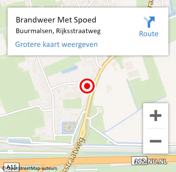 Locatie op kaart van de 112 melding: Brandweer Met Spoed Naar Buurmalsen, Rijksstraatweg op 17 juli 2022 12:02