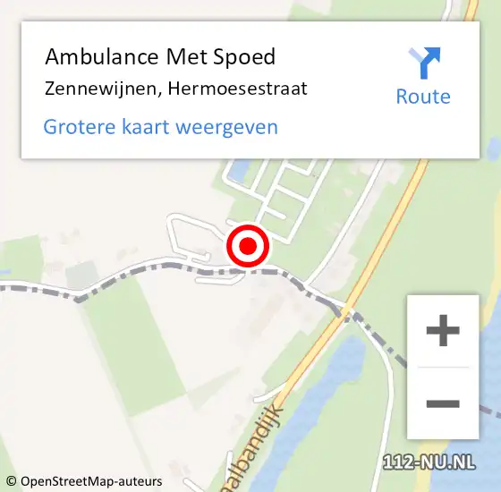 Locatie op kaart van de 112 melding: Ambulance Met Spoed Naar Zennewijnen, Hermoesestraat op 17 juli 2022 12:21