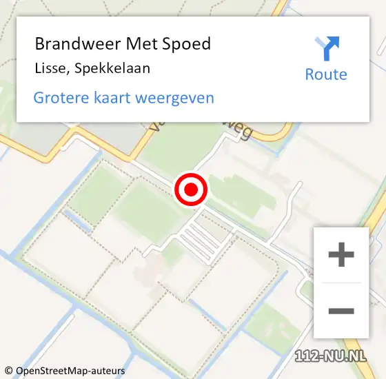 Locatie op kaart van de 112 melding: Brandweer Met Spoed Naar Lisse, Spekkelaan op 17 juli 2022 12:35