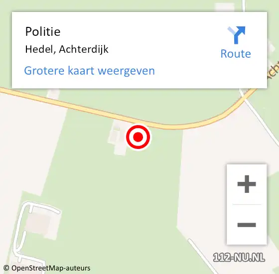 Locatie op kaart van de 112 melding: Politie Hedel, Achterdijk op 17 juli 2022 12:49