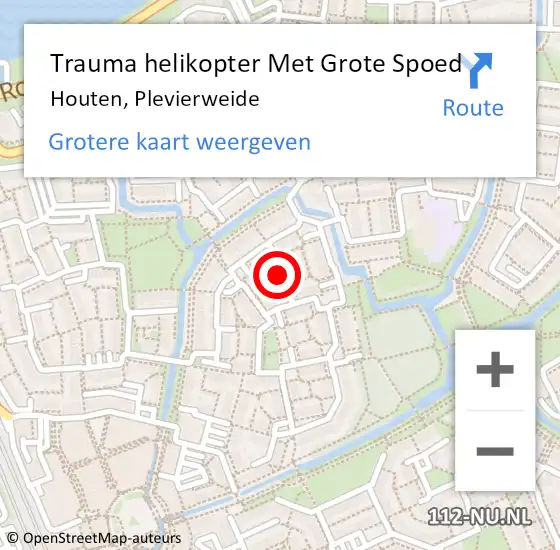 Locatie op kaart van de 112 melding: Trauma helikopter Met Grote Spoed Naar Houten, Plevierweide op 17 juli 2022 12:57