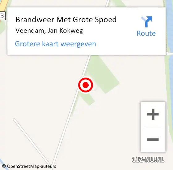 Locatie op kaart van de 112 melding: Brandweer Met Grote Spoed Naar Veendam, Jan Kokweg op 17 juli 2022 13:02