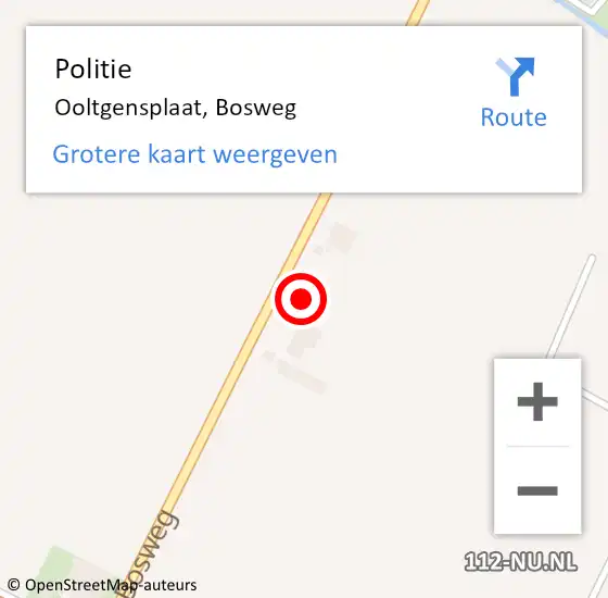Locatie op kaart van de 112 melding: Politie Ooltgensplaat, Bosweg op 17 juli 2022 13:19