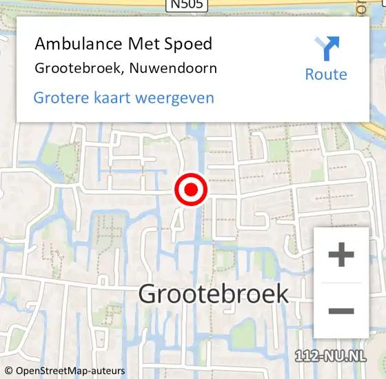 Locatie op kaart van de 112 melding: Ambulance Met Spoed Naar Grootebroek, Nuwendoorn op 17 juli 2022 13:43